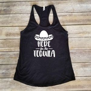 Here For The Tequila sombrero women's black tank